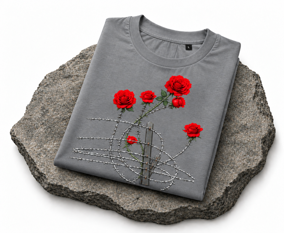 Barbed Rose Graphic T-Shirt – Heather Gray
