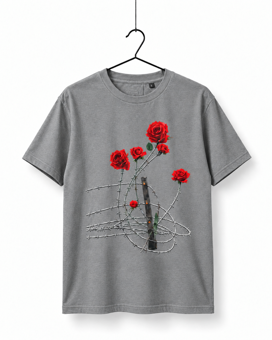 Barbed Rose Graphic T-Shirt – Heather Gray