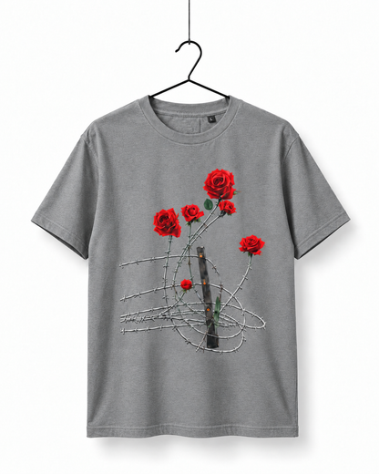 Barbed Rose Graphic T-Shirt – Heather Gray