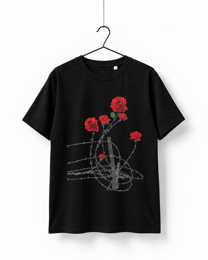 Barbed Rose Graphic T-Shirt – Black