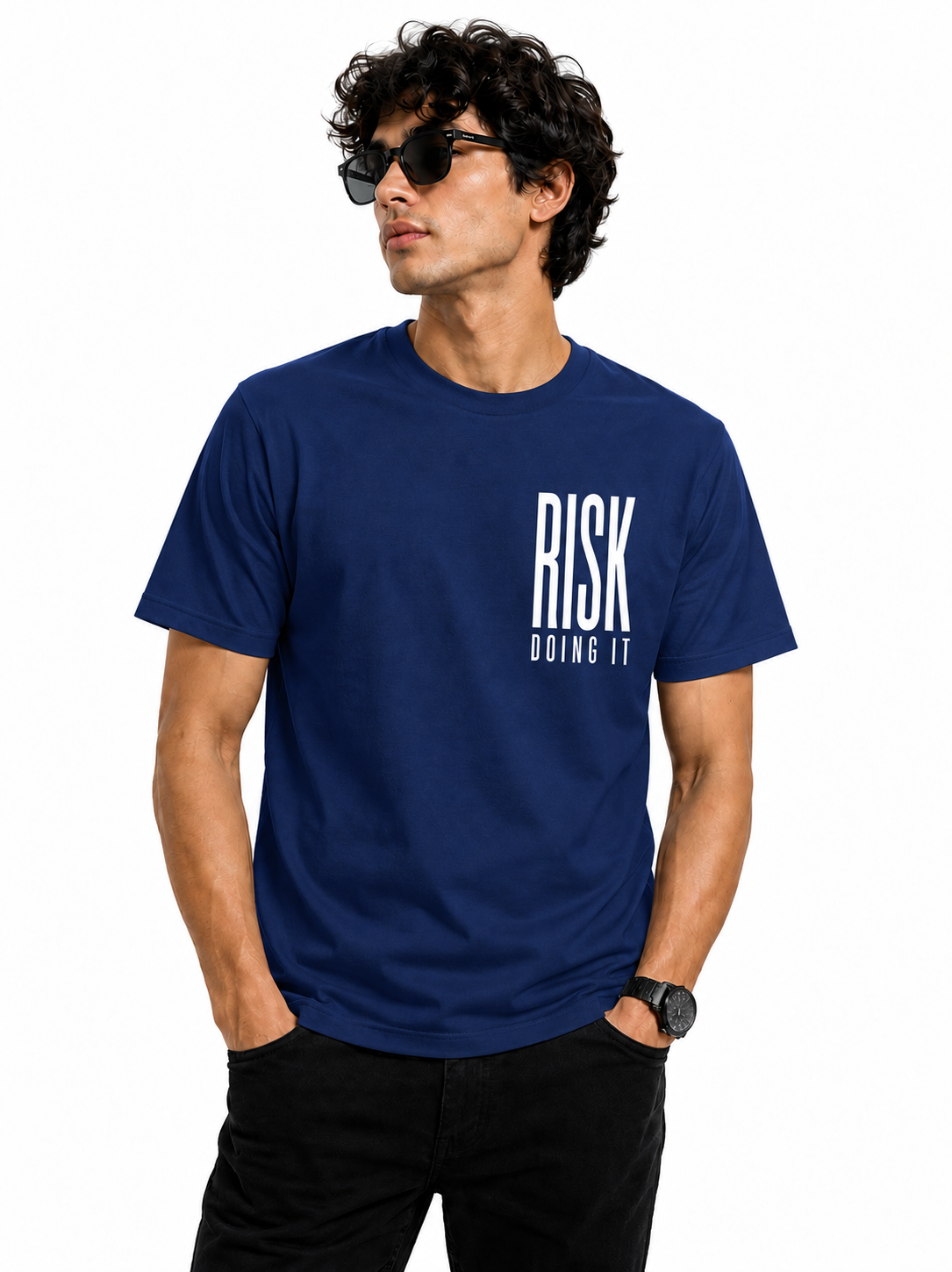 RISK DOING IT Graphic T-Shirt – Navy Blue