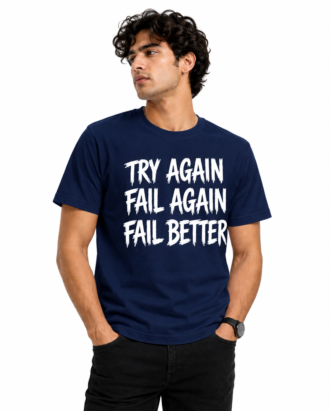 Try Again Graphic T-Shirt – Navy Blue
