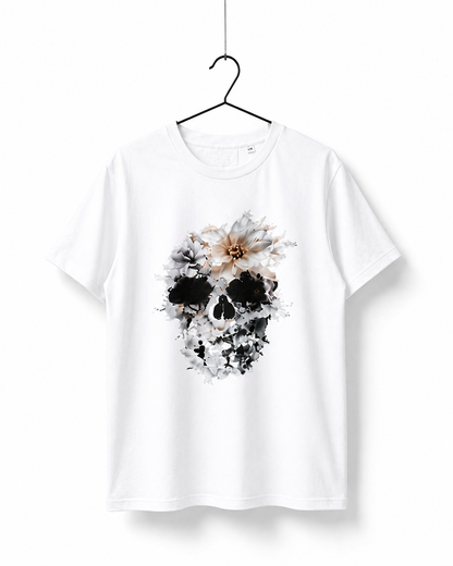 Floral Skull Graphic T-Shirt – White
