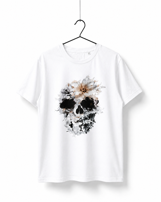 Floral Skull Graphic T-Shirt – White