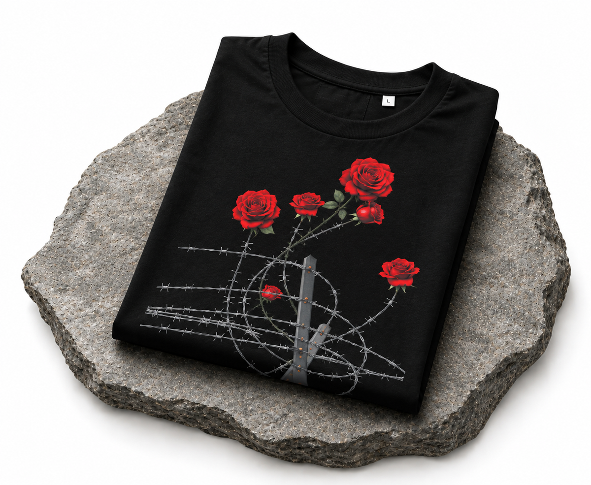 Barbed Rose Graphic T-Shirt – Black