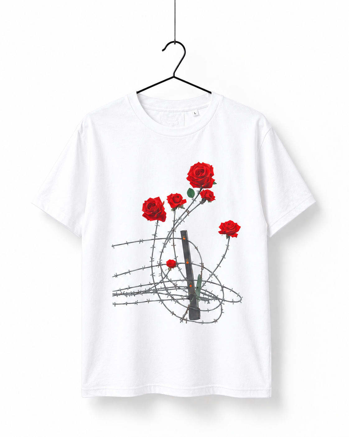 Barbed Rose Graphic T-Shirt – White