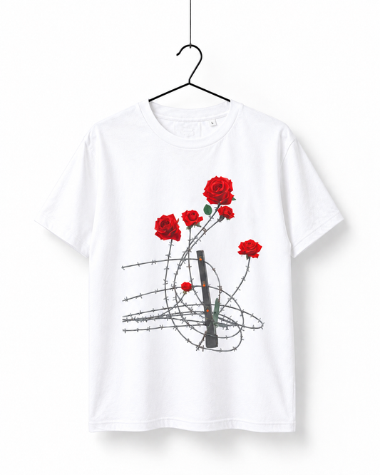 Barbed Rose Graphic T-Shirt – White